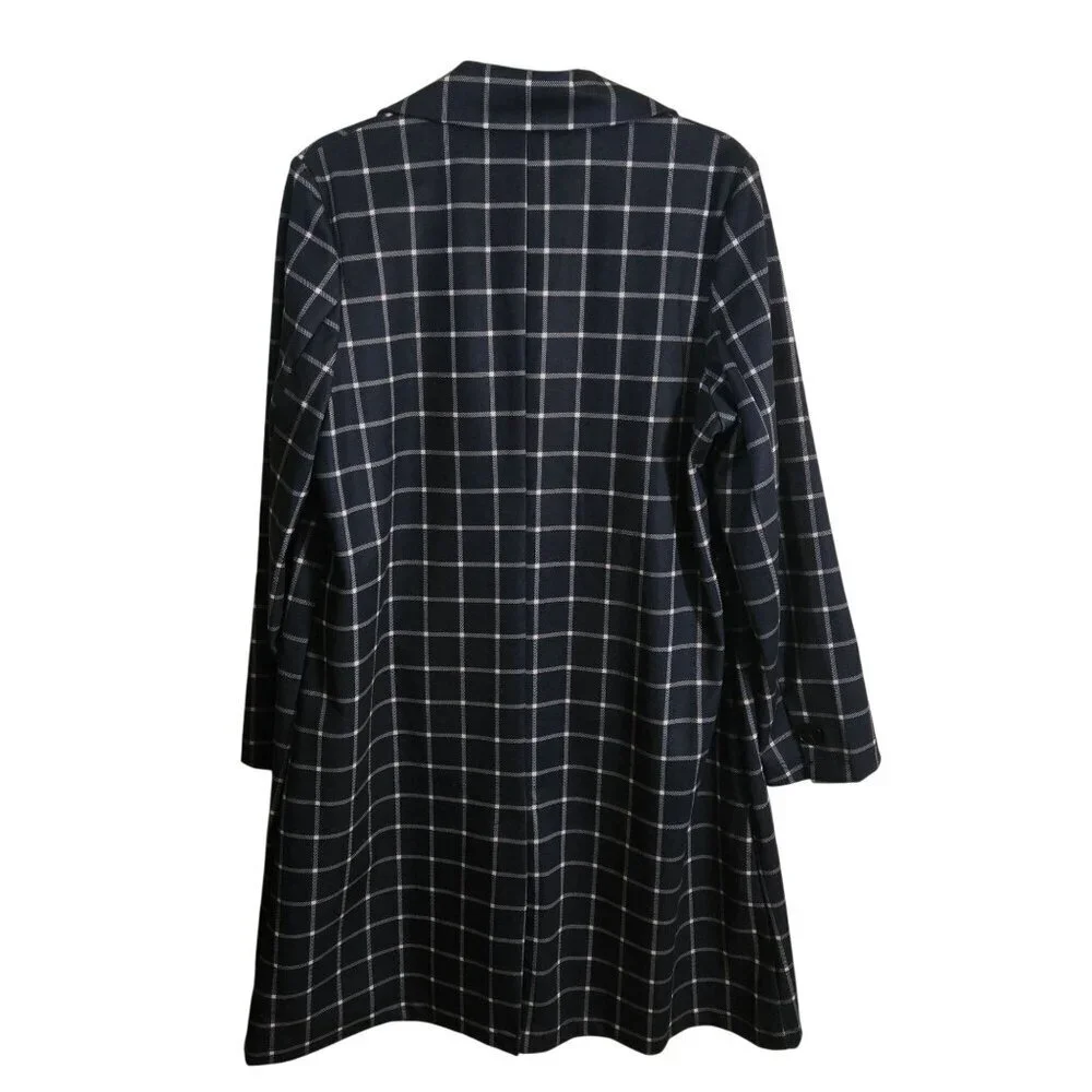 Joie NWOT Windowpane Plaid Swing Coat Pockets Button Front Size XL